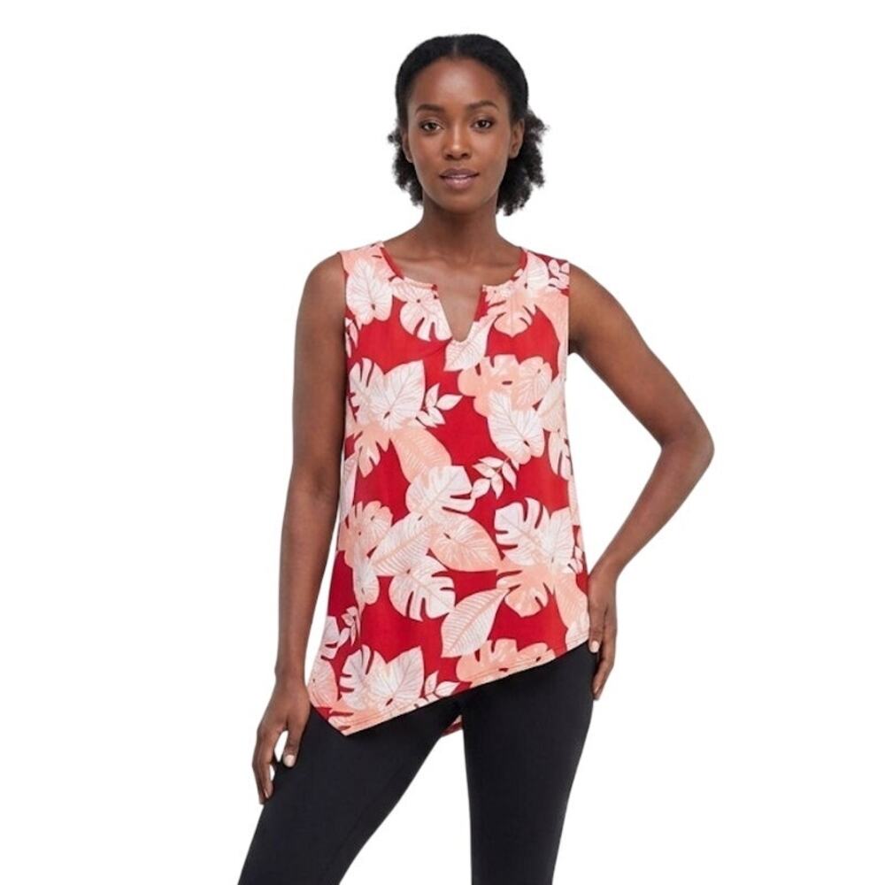 Cato Women Tropical Floral Top Blouse Polyester Spandex Large